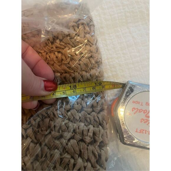 NEW Ramla Woven Tan Crochett Rafia Clutch - Picture 7 of 7